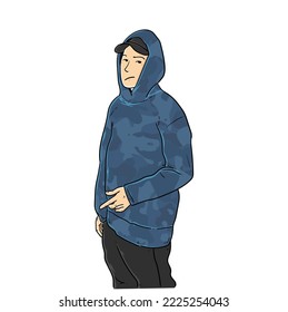 Young people with camouflage pattern sweater cool pose modern vector illustration