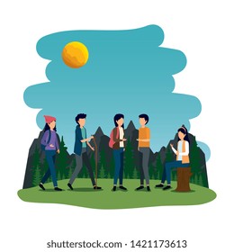 young people in the camping zone