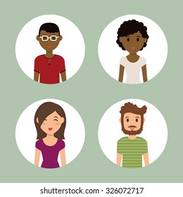 Young people cartoons design, vector graphic icons