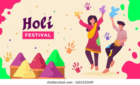 Young People Celebrating Holi Festival