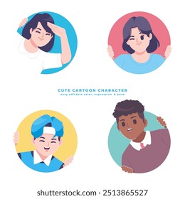 young people character avatar design