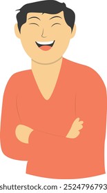 Young People Character Laughing on White Background. Vector Illustration in Simple Cartoon Design.