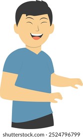 Young People Character Laughing on White Background. Vector Illustration in Simple Cartoon Design.