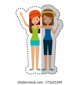 young people character with summer clothes vector illustration design