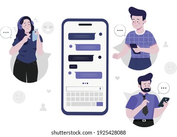 Social Media Girl Chatting Online With Her Friend Vector Illustration  Royalty Free SVG, Cliparts, Vectors, and Stock Illustration. Image  100176511.