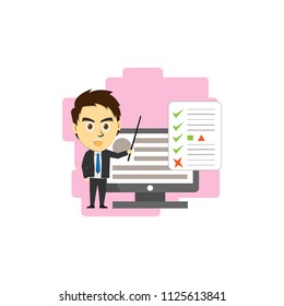 A young people with computer presentation concept illustration