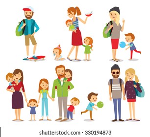 young people, couple and family with kids