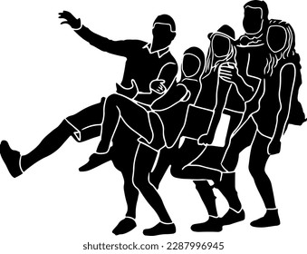 Young people dancing and having fun in silhouette
Silhouette of friends having a good time
Happy young people in silhouette