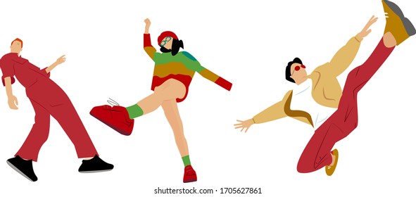 young people dancing on a white background