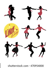 Young people dancing swing or lindy hop