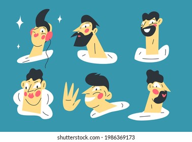 young people with different haircuts, avatars for social networks