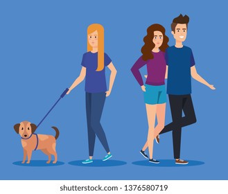 young people with dog avatars characters