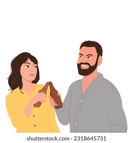 Young people drinks beer. Vector illustration for posters, banners, Octoberfest, International beer day, alcohol month.