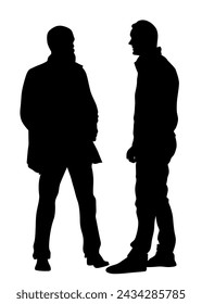 Young people in fashionable clothes on the street. Isolated silhouettes on white background