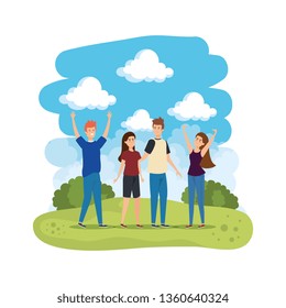 young people in the field