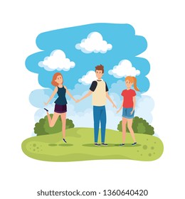 young people in the field