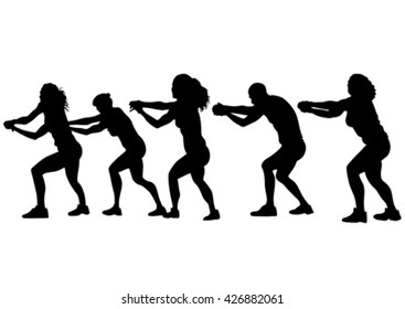 Young people in fitness classes on white background