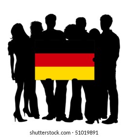 Young People with a Flag of Germany