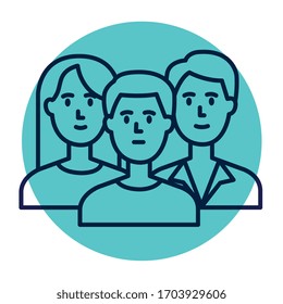 young people in frame circular isolated icon vector illustration design