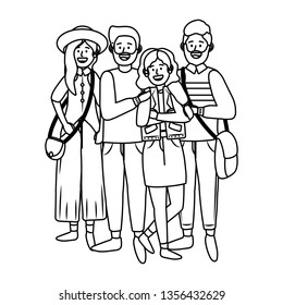 young people friends cartoon