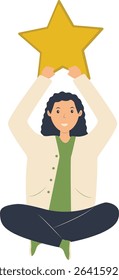 Young People Giving Star Illustration. Customer Feedback. Flat Vector Character.