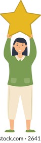 Young People Giving Star Illustration. Customer Feedback. Flat Vector Character.
