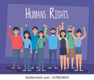 Young People Group Human Rights Label Stock Vector (Royalty Free ...