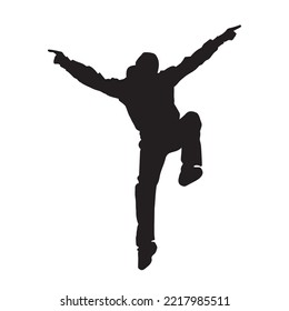 young people hip hop dancer vector silhouette on white background