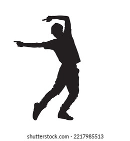 young people hip hop dancer vector silhouette on white background