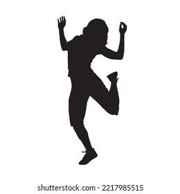 young people hip hop dancer vector silhouette on white background