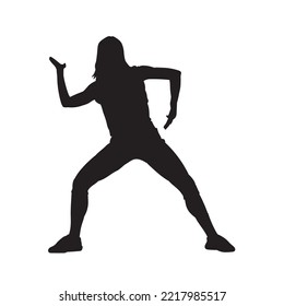 young people hip hop dancer vector silhouette on white background