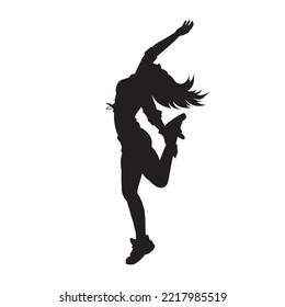 jóvenes bailarina de hip hop vector silhouth sobre fondo blanco