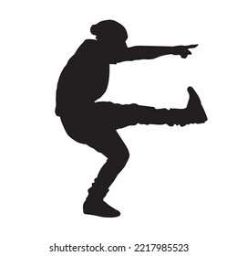 jóvenes bailarina de hip hop vector silhouth sobre fondo blanco