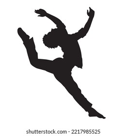 young people hip hop dancer vector silhouette on white background