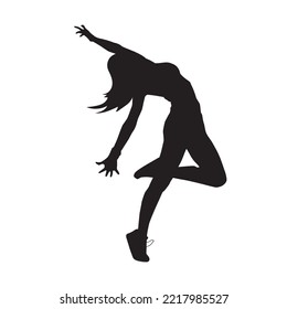 young people hip hop dancer vector silhouette on white background