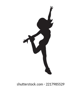 young people hip hop dancer vector silhouette on white background