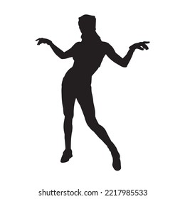 young people hip hop dancer vector silhouette on white background