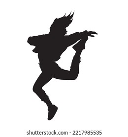 young people hip hop dancer vector silhouette on white background