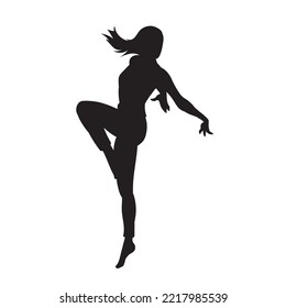 young people hip hop dancer vector silhouette on white background