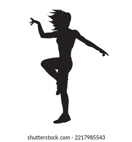 young people hip hop dancer vector silhouette on white background