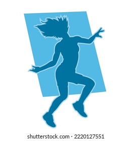 young people hip hop dancer vector silhouette on white background