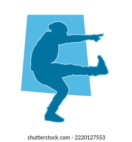 young people hip hop dancer vector silhouette on white background