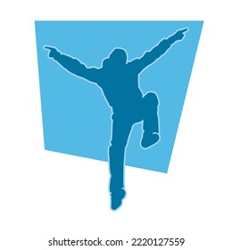 young people hip hop dancer vector silhouette on white background