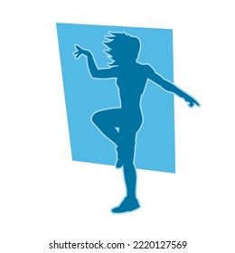 young people hip hop dancer vector silhouette on white background