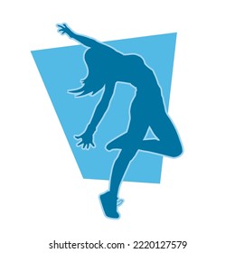 young people hip hop dancer vector silhouette on white background