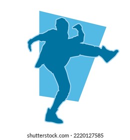 young people hip hop dancer vector silhouette on white background