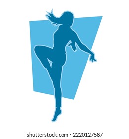 young people hip hop dancer vector silhouette on white background