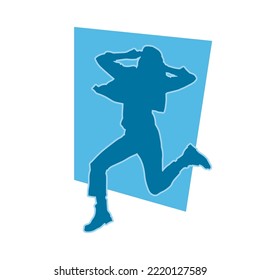 young people hip hop dancer vector silhouette on white background