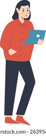 Young People Holding Technology Device. Vector Illustration in Flat Cartoon Design.