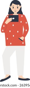 Young People Holding Technology Device. Vector Illustration in Flat Cartoon Design.